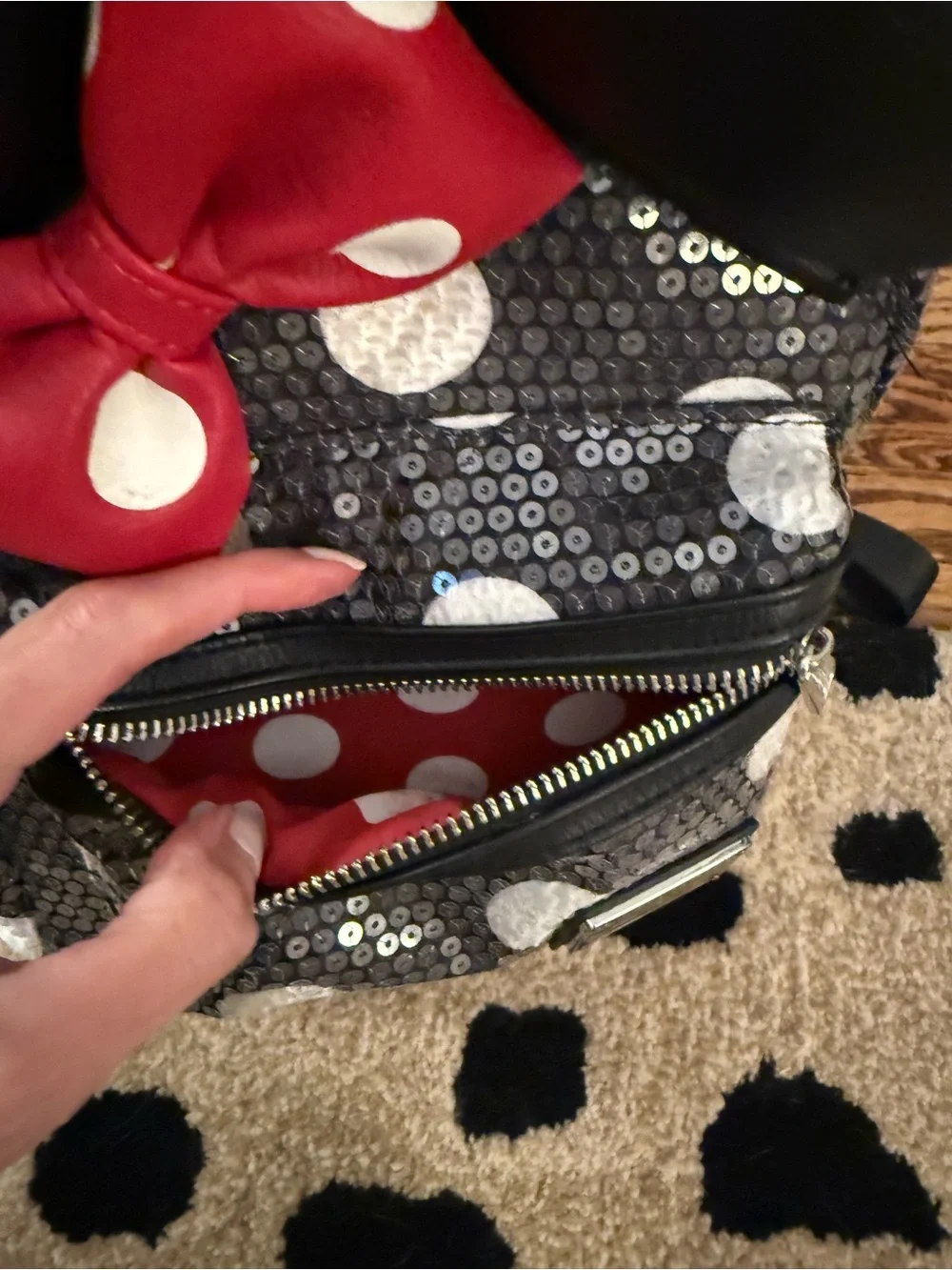 Disney Parks Loungefly Minnie Mouse Sequin Polka Dot Mini Backpack